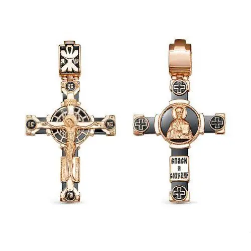 Подвеска декоративный крест из красного золота