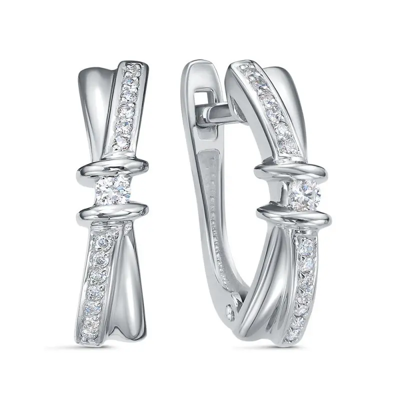 Серьги с английским замком из белого золота