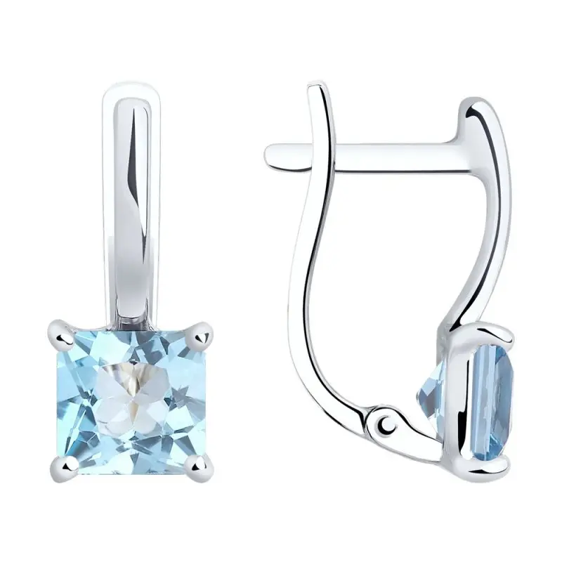 Серьги с английским замком из белого золота