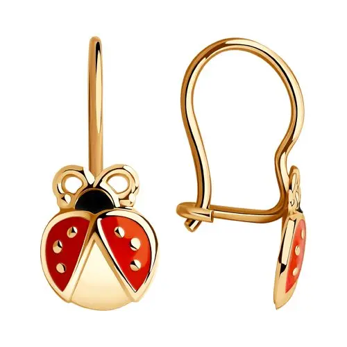 Серьги детские из красного золота