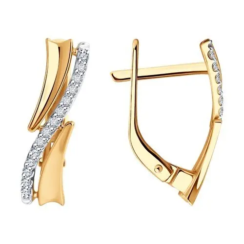 Серьги с английским замком из красного золота