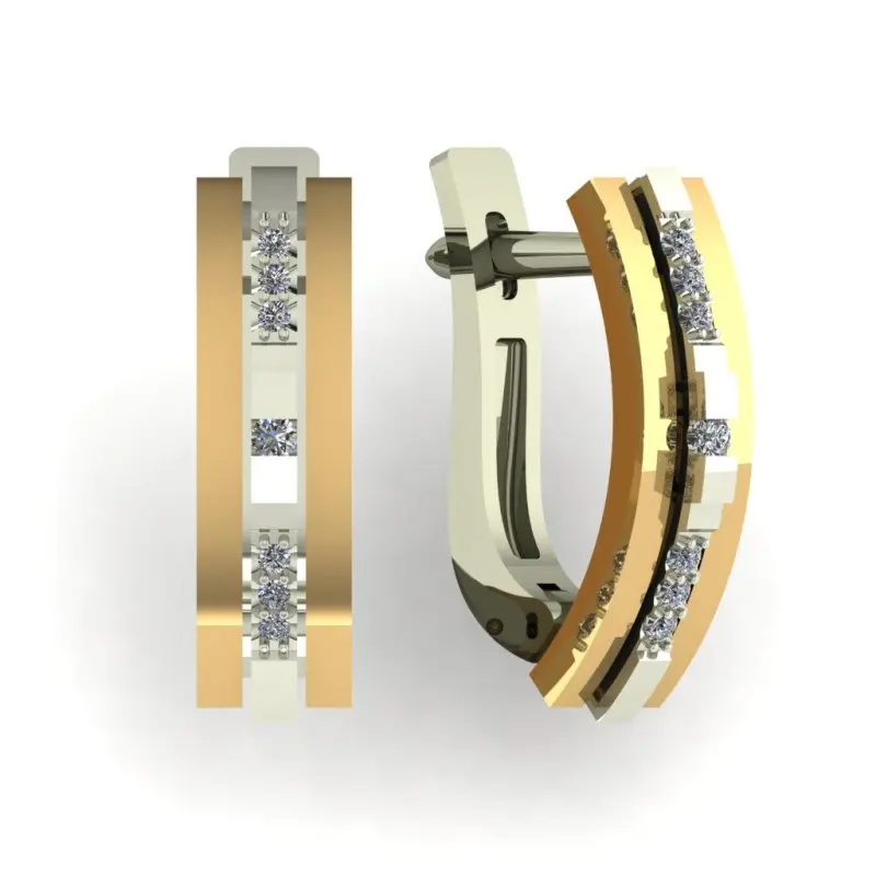 Серьги с английским замком из комбинированного золота