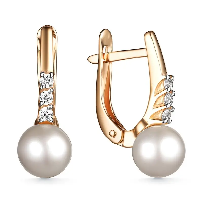 Серьги с английским замком из красного золота