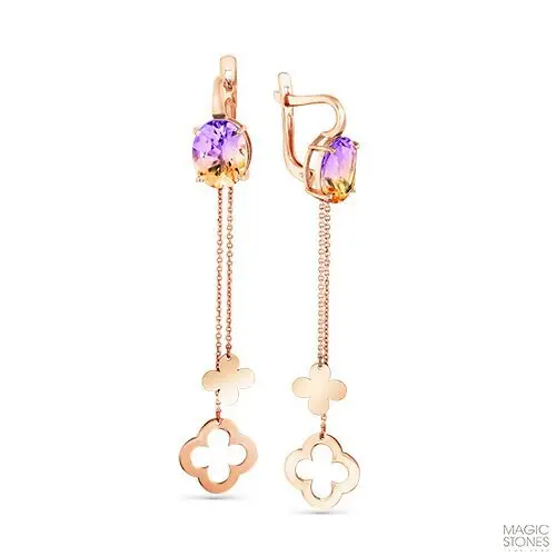 Серьги подвесные из красного золота