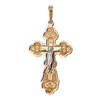 Подвеска крест из комбинированного золота