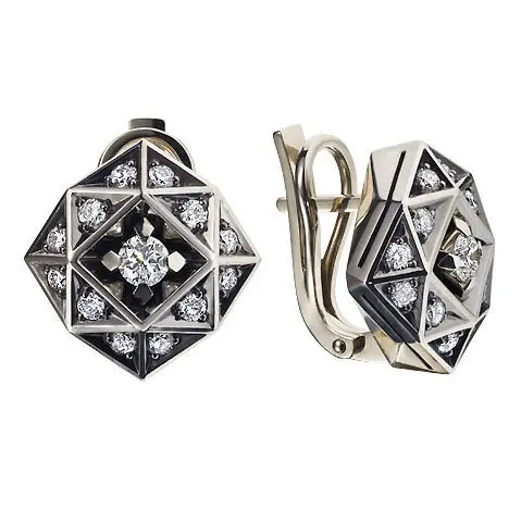 Серьги с английским замком из белого золота вид 1