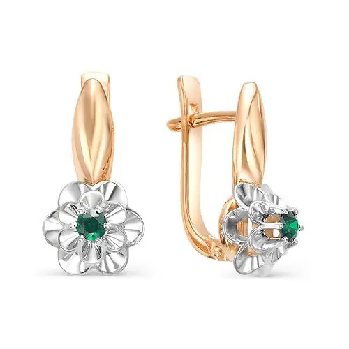 Серьги с английским замком из комбинированного золота