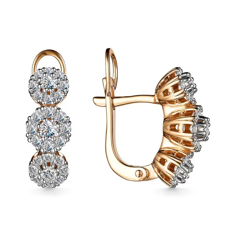 Серьги с английским замком из комбинированного золота