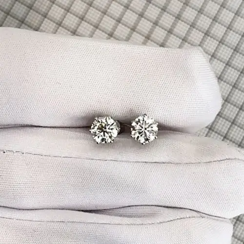 Серьги пуссеты из белого золота