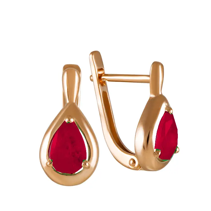 Серьги с английским замком из красного золота