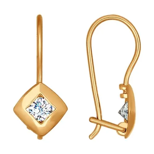 Серьги детские из красного золота