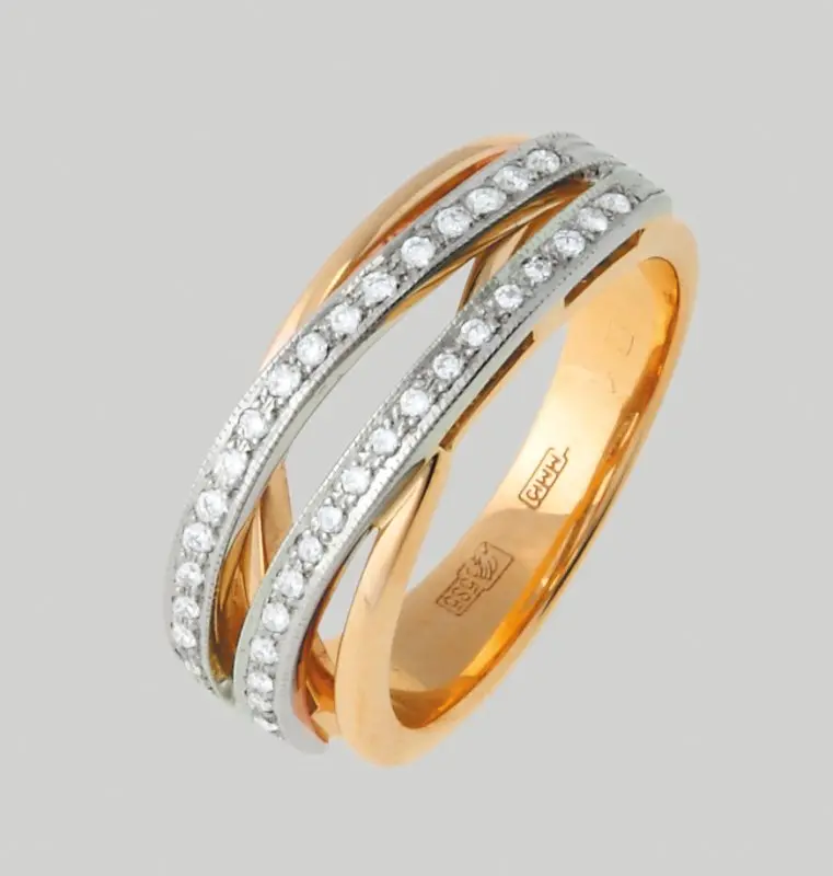 Кольцо декоративное из комбинированного золота