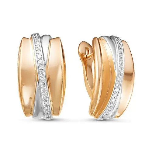 Серьги с английским замком из комбинированного золота