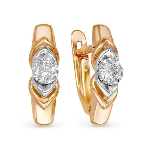 Серьги с английским замком из комбинированного золота