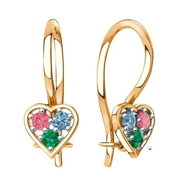 Серьги детские из красного золота