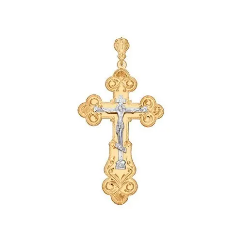 Подвеска крест из комбинированного золота