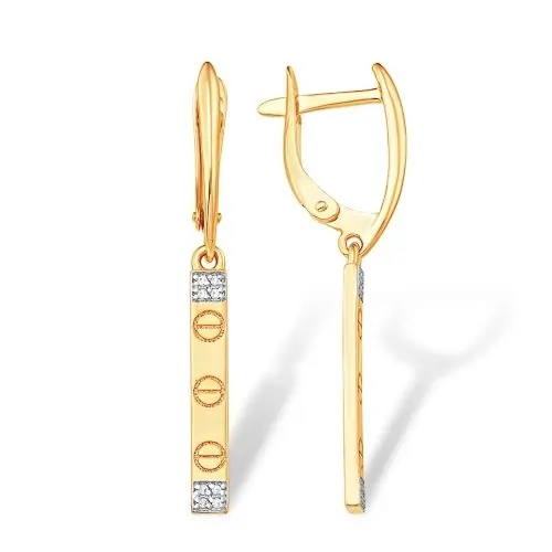 Серьги подвесные из красного золота