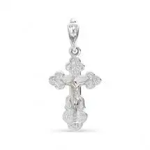 Подвеска крест из белого золота