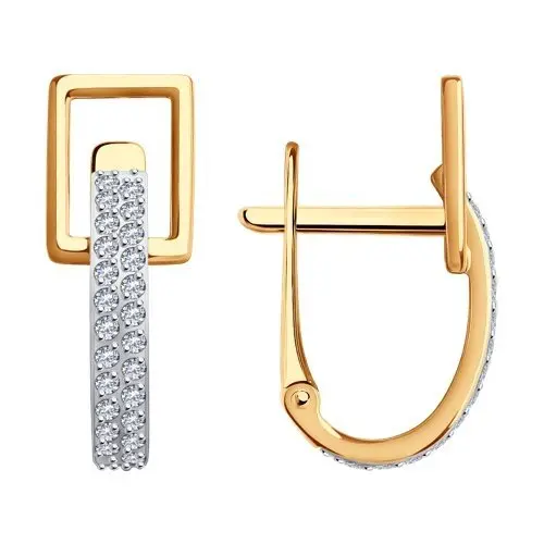 Серьги с английским замком из комбинированного золота