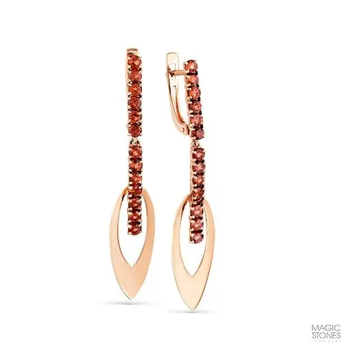 Серьги подвесные из красного золота