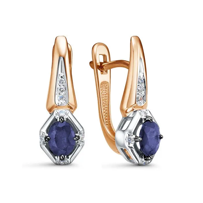 Серьги с английским замком из комбинированного золота