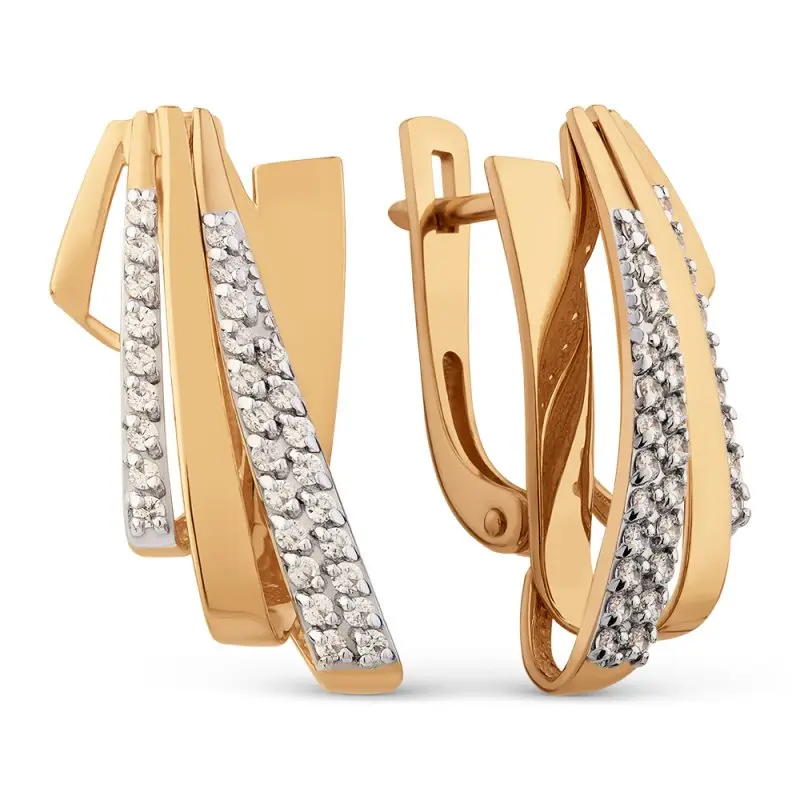 Серьги с английским замком из красного золота