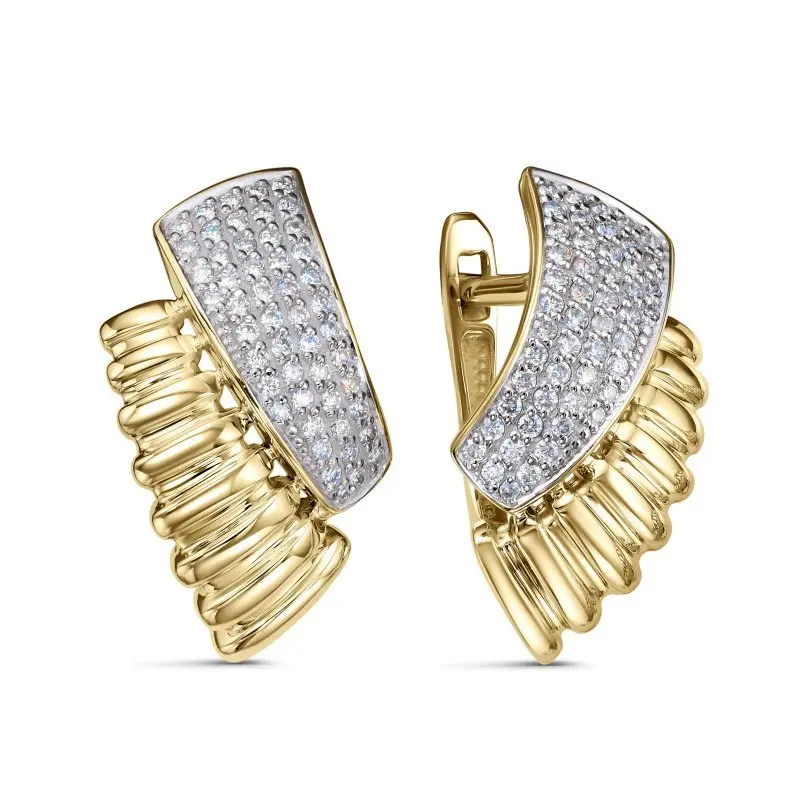 Серьги с английским замком из желтого золота