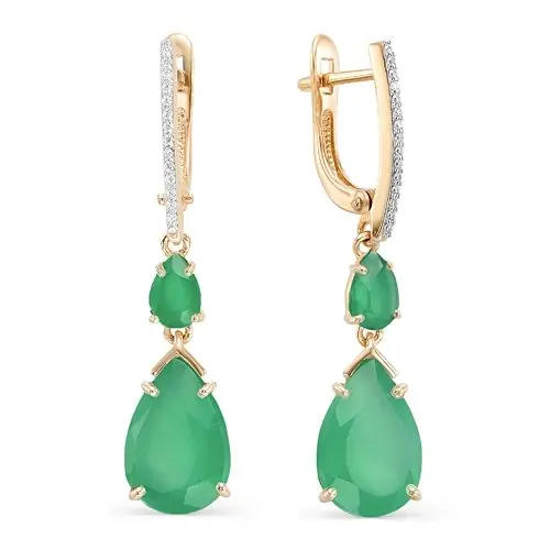 Серьги подвесные из красного золота