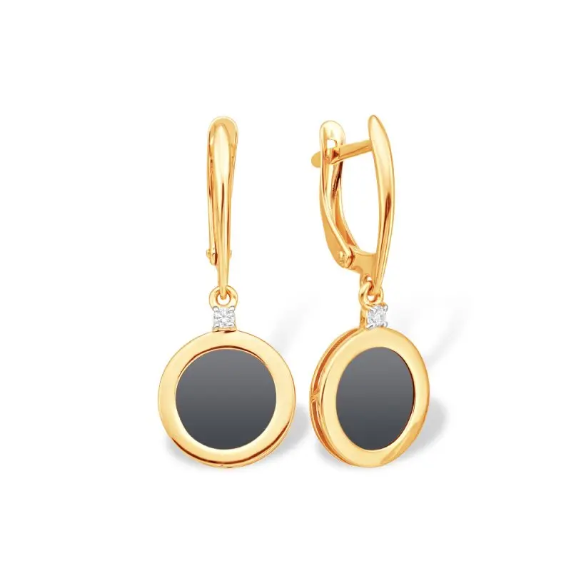 Серьги подвесные из красного золота