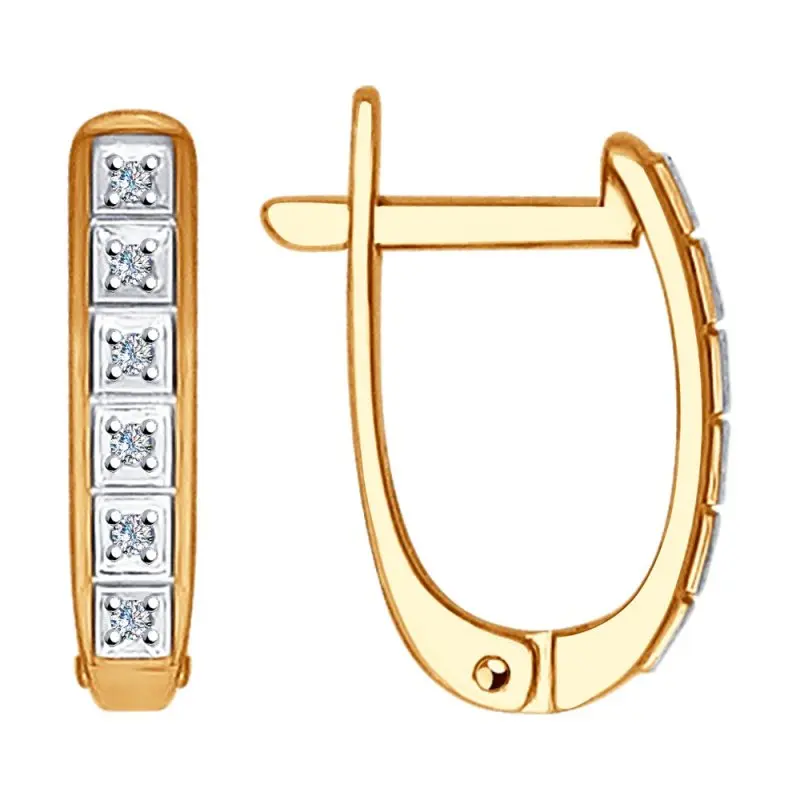 Серьги с английским замком из комбинированного золота