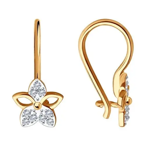 Серьги детские из комбинированного золота
