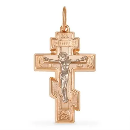 Подвеска крест из красного золота