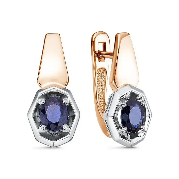 Серьги с английским замком из комбинированного золота