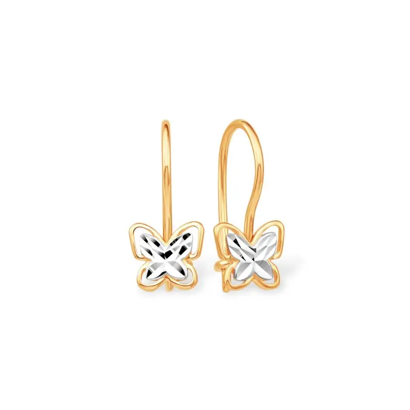 Серьги детские из комбинированного золота
