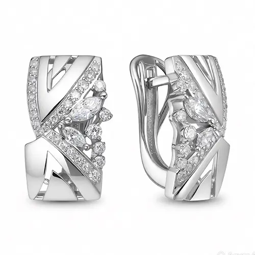Серьги с английским замком из белого золота