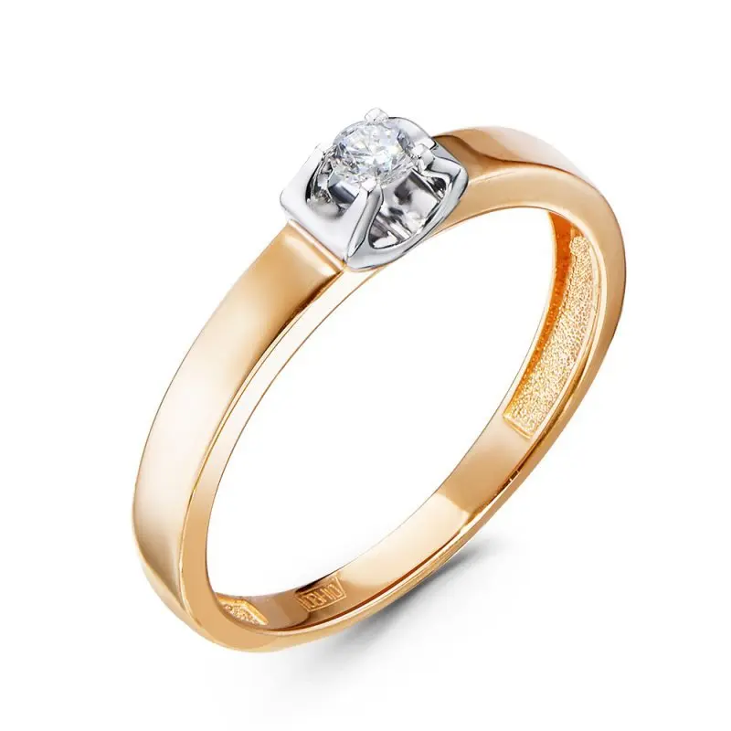 Кольцо помолвочное из комбинированного золота