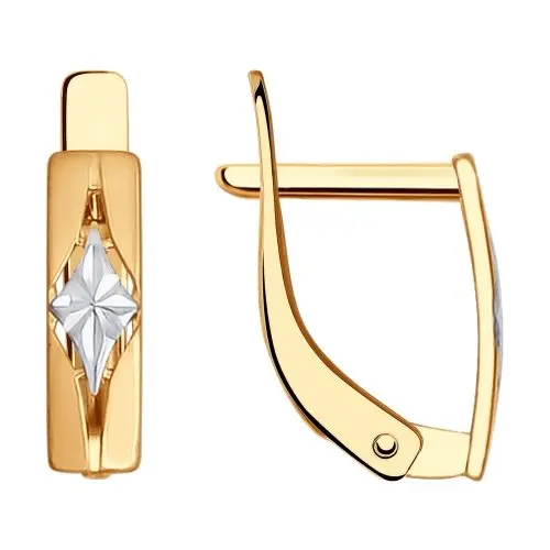 Серьги с английским замком из комбинированного золота