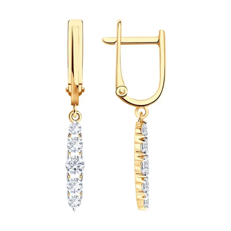 Серьги подвесные из красного золота