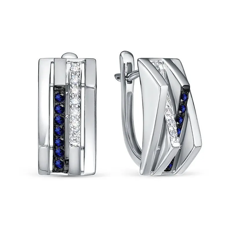 Серьги с английским замком из белого золота