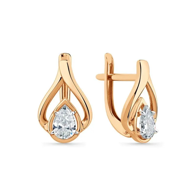 Серьги с английским замком из красного золота