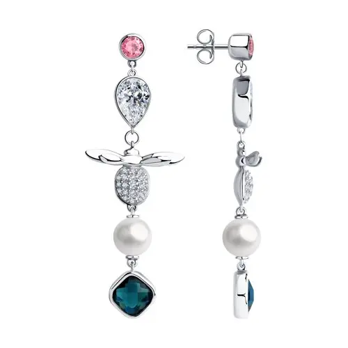 Серьги подвесные из серебра