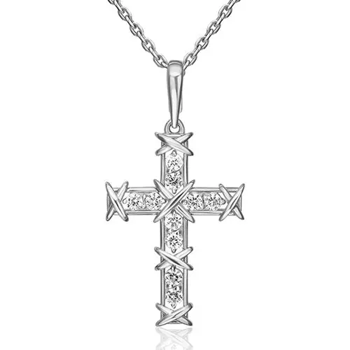 Подвеска декоративный крест из белого золота
