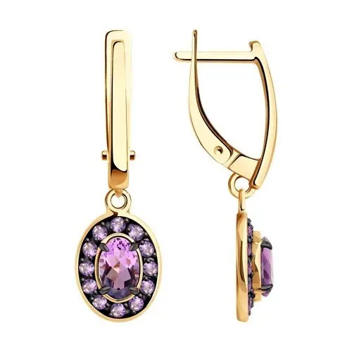 Серьги подвесные из красного золота