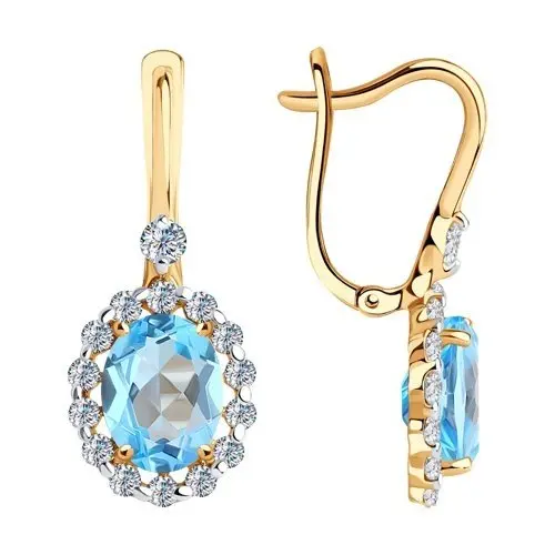 Серьги подвесные из красного золота