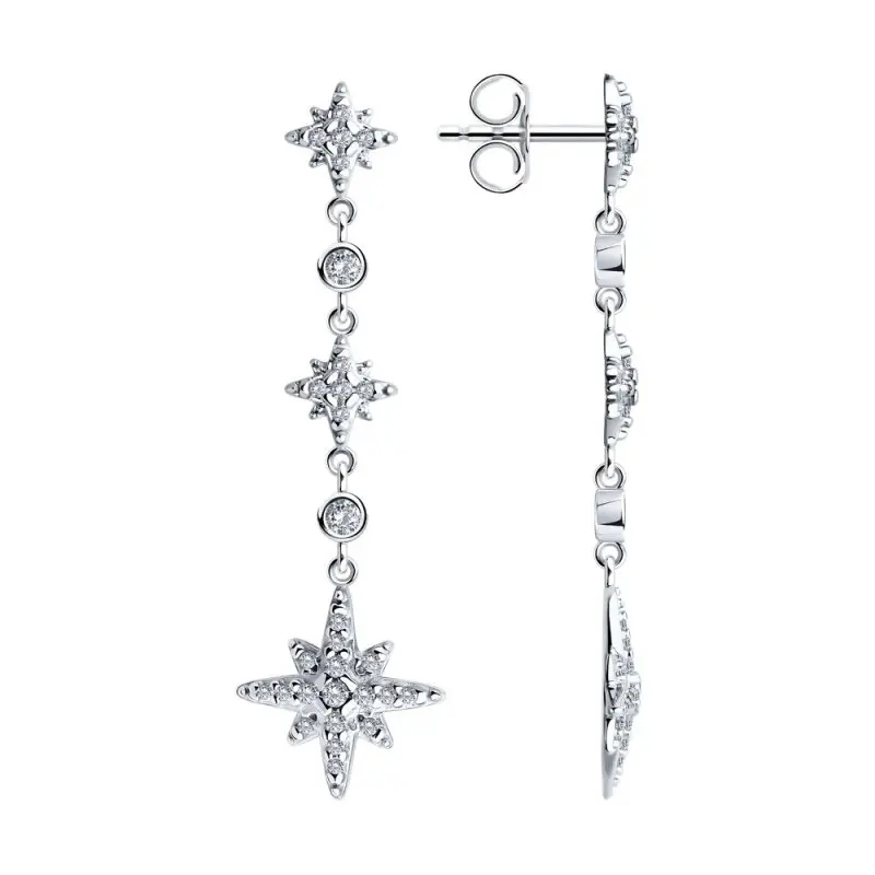 Серьги подвесные из серебра