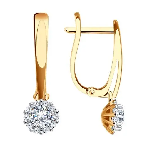 Серьги подвесные из красного золота