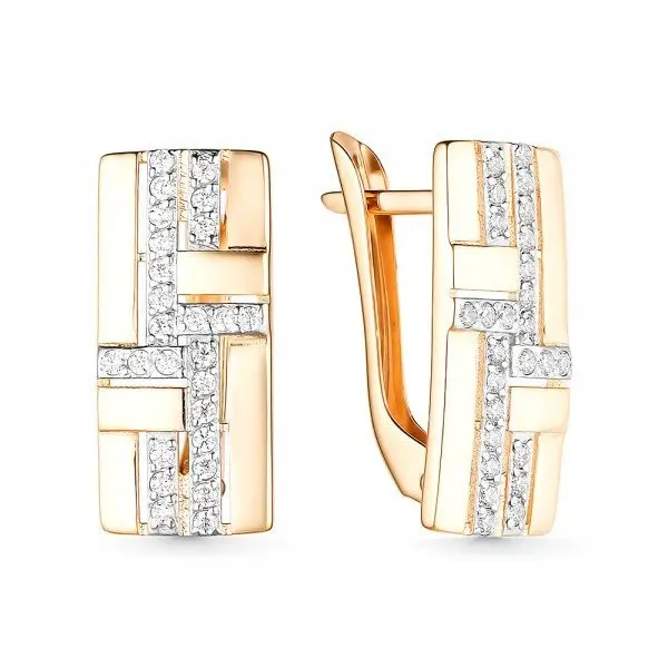 Серьги с английским замком из красного золота