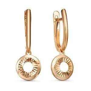 Серьги подвесные из красного золота