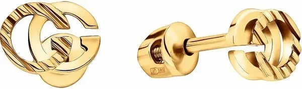 Серьги пуссеты из желтого золота