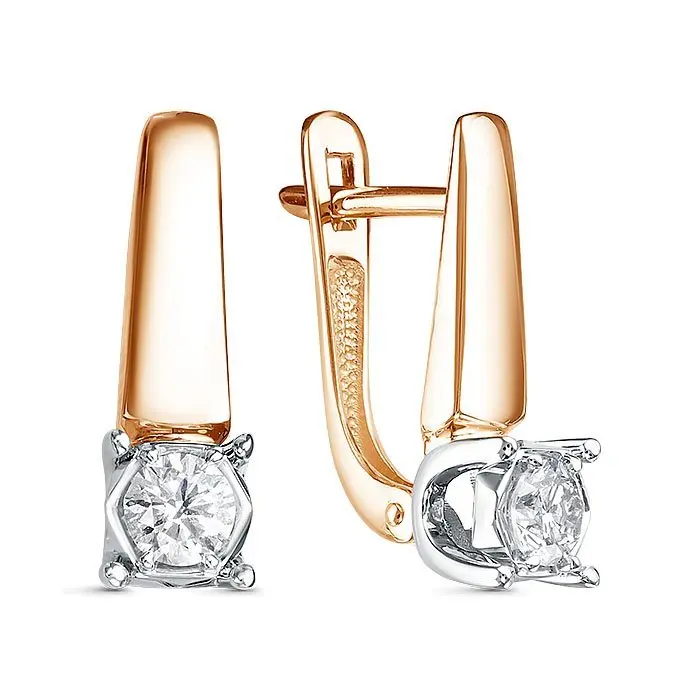 Серьги с английским замком из комбинированного золота